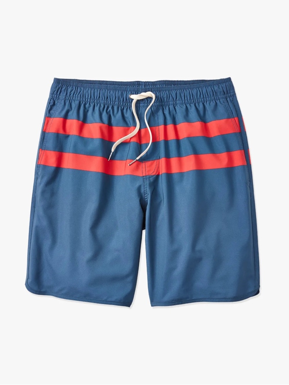 Fair Harbor Blue Swim Trunks with Red Stripes